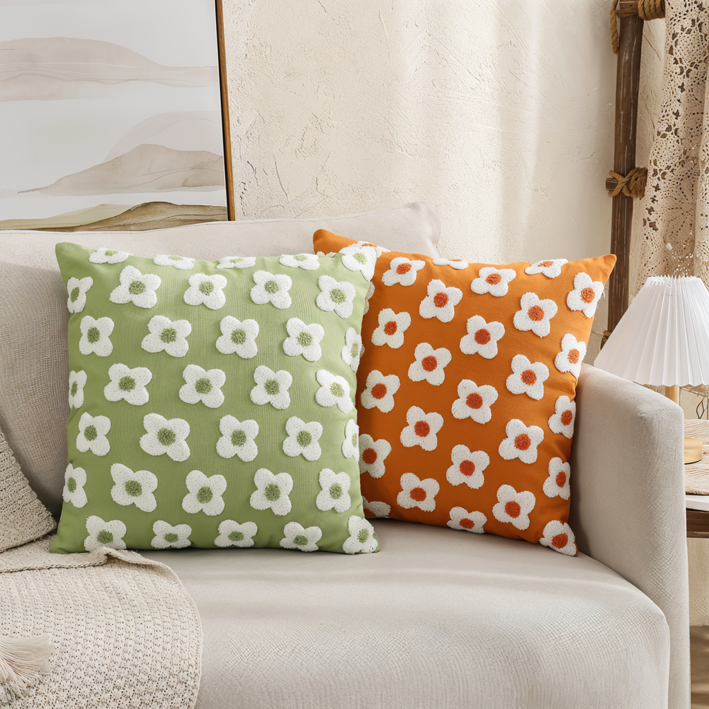 Sofa cushion – Cotton blend – Embroidered floral design – Cozy square and rectangular home accent 6