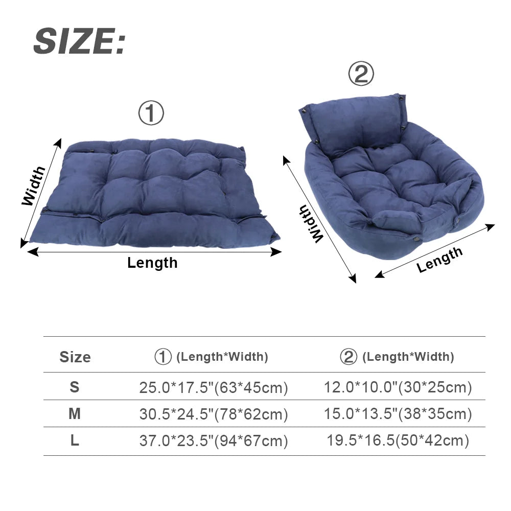 Cozy gray soft cotton dog bed mat featuring a versatile 3-in-1 design, perfect for pets. Ideal for lounging, travel, or as 5