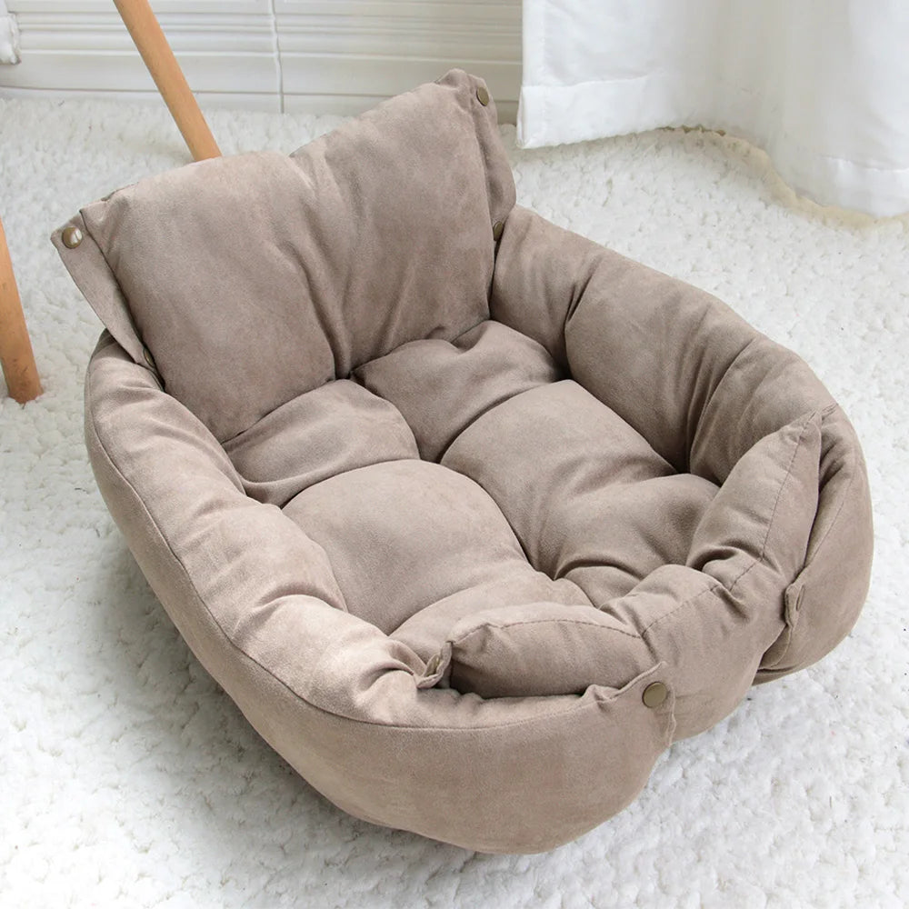 Cozy gray soft cotton dog bed mat featuring a versatile 3-in-1 design, perfect for pets. The plush surface offers comfort, while the 6
