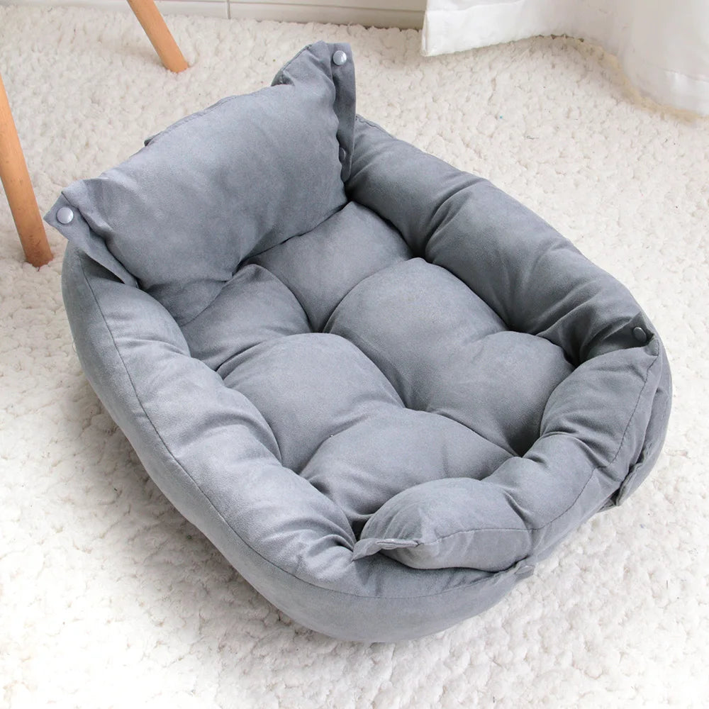Cozy gray soft cotton dog bed mat featuring a versatile 3-in-1 design. Ideal for pets, this comfortable mat provides warmth and support, 8