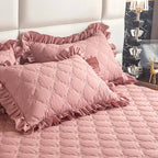 Set of two solid color soft ruffled pillow covers, measuring 48x74cm, featuring elegant ruffle detailing for a textured look. Perfect for 3