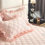 Set of two soft ruffled pillow covers in solid pastel colors, measuring 48x74cm each. Made from high-quality cotton for a cozy feel 4