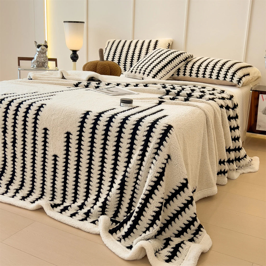 Luxurious soft taff velvet blanket in rich navy blue, featuring a plush texture perfect for cozying up at home or the office. Ideal for layered 2