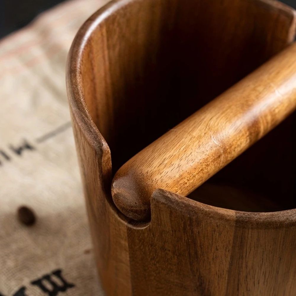 Solid Wood Coffee Knock Box for Efficient Espresso Puck Disposal – Compact and Stylish Coffee Accessory 1