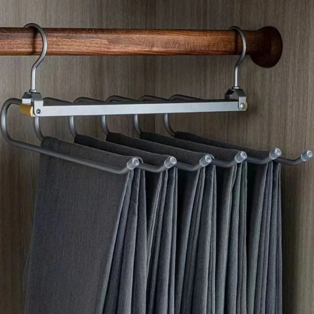 Space-Saving Trouser Hanger - Multi Pants Hanger with 360° Rotation, Durable Gold Aluminium for Up to 6 Pairs of Pants 2