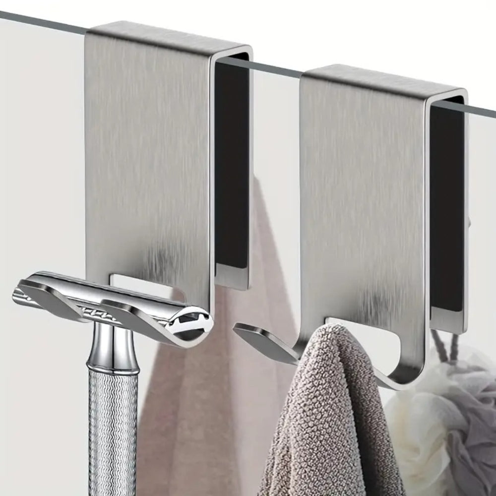 Stainless shower door hooks – Polished finish – Space-saving design – Easy no-drill installation 4