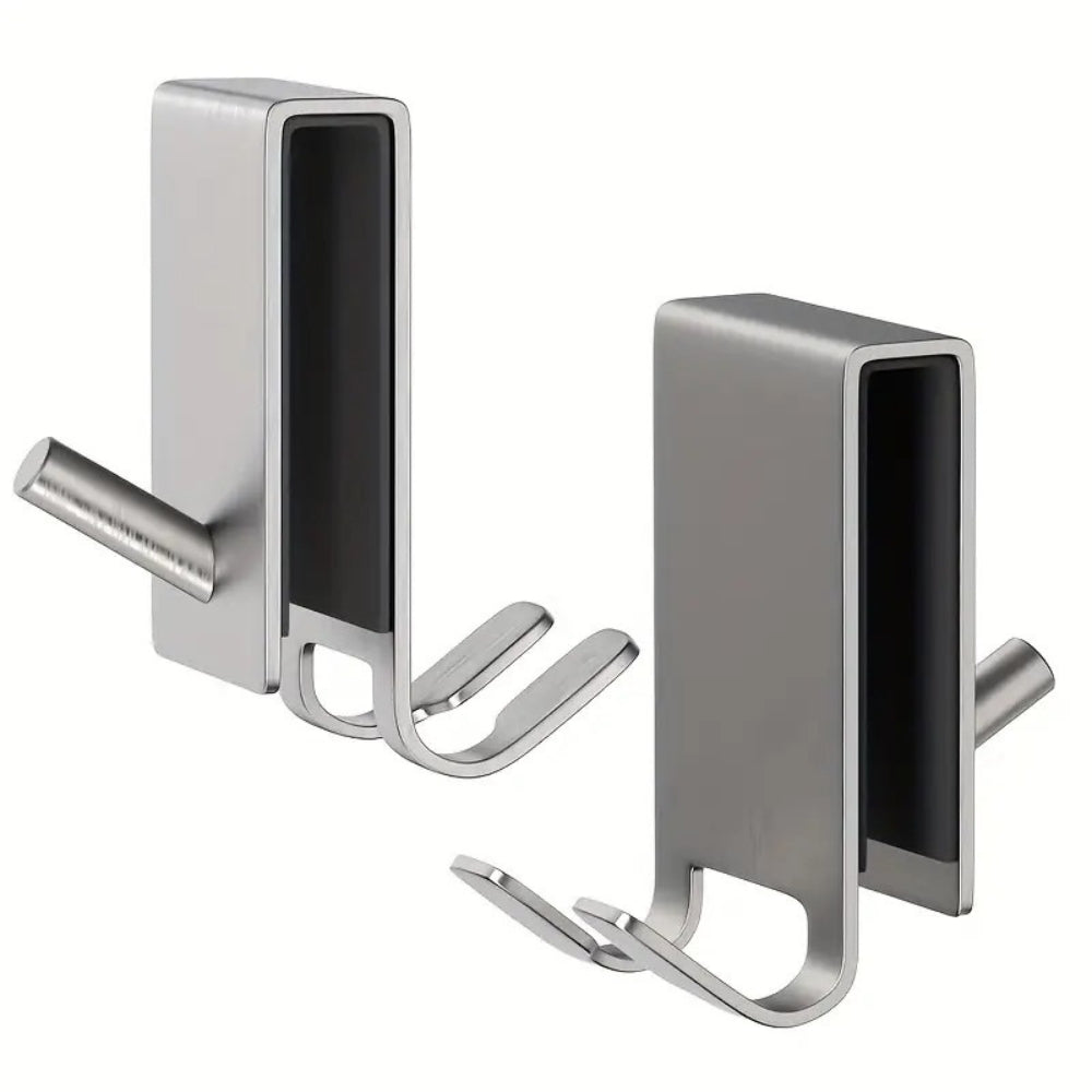 Stainless shower door hooks – Polished finish – Space-saving design – Easy no-drill installation 7