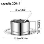 Stainless steel coffee cup set – Modern design – Includes tray and stirring spoon – Ideal for home or office 6