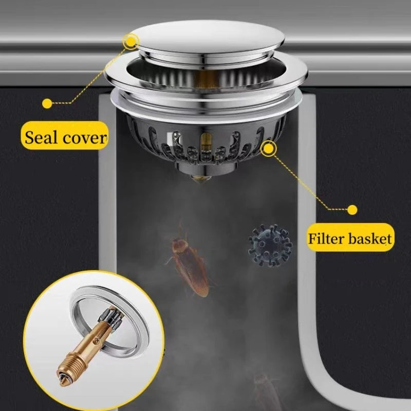 Stainless steel sink filter – Durable pop-up design – Odor eliminating – Standard size for most sinks 2