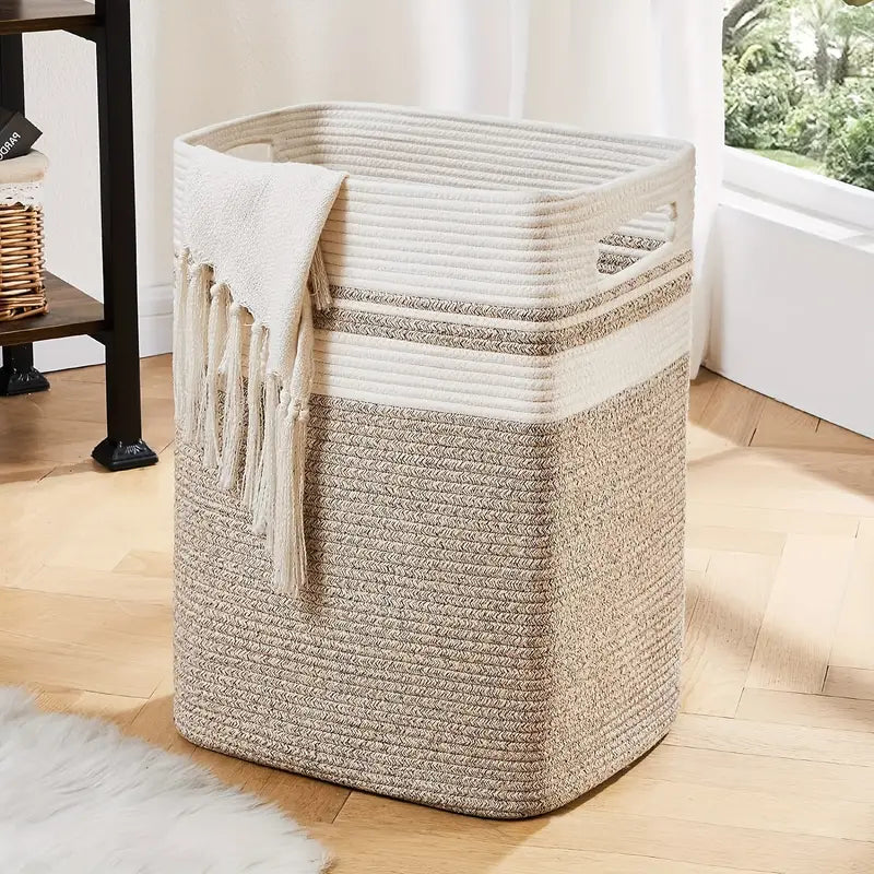 Storage basket – Cotton – Foldable design – Versatile home organizer – 15 x 12 x 18 in 0