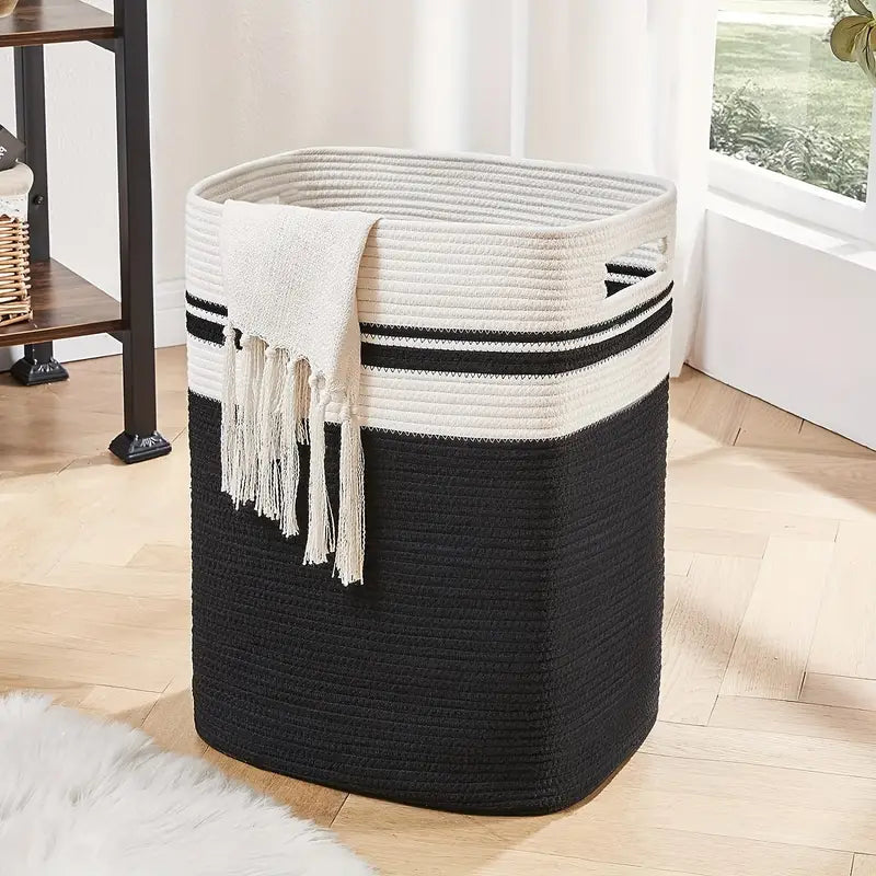 Storage basket – Cotton – Foldable design – Versatile home organizer – 15 x 12 x 18 in 1