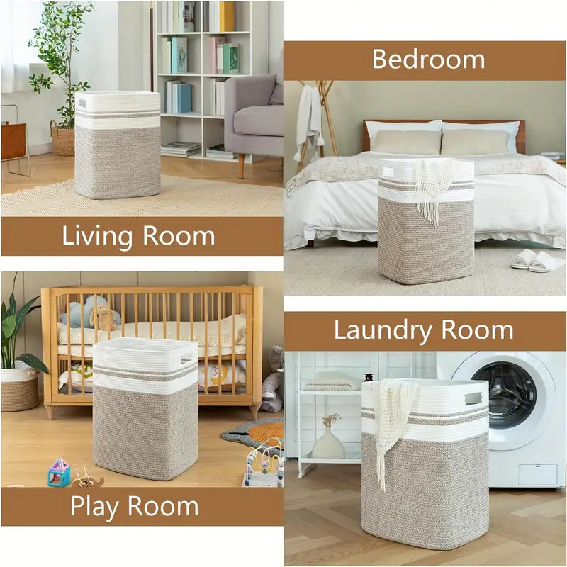 Storage basket – Cotton – Foldable design – Versatile home organizer – 15 x 12 x 18 in 6