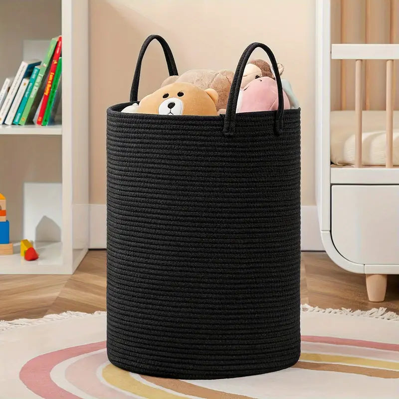 Storage basket – Durable woven rope – Modern design – Multi-use laundry hamper – 15.7 x 23.6 in 5