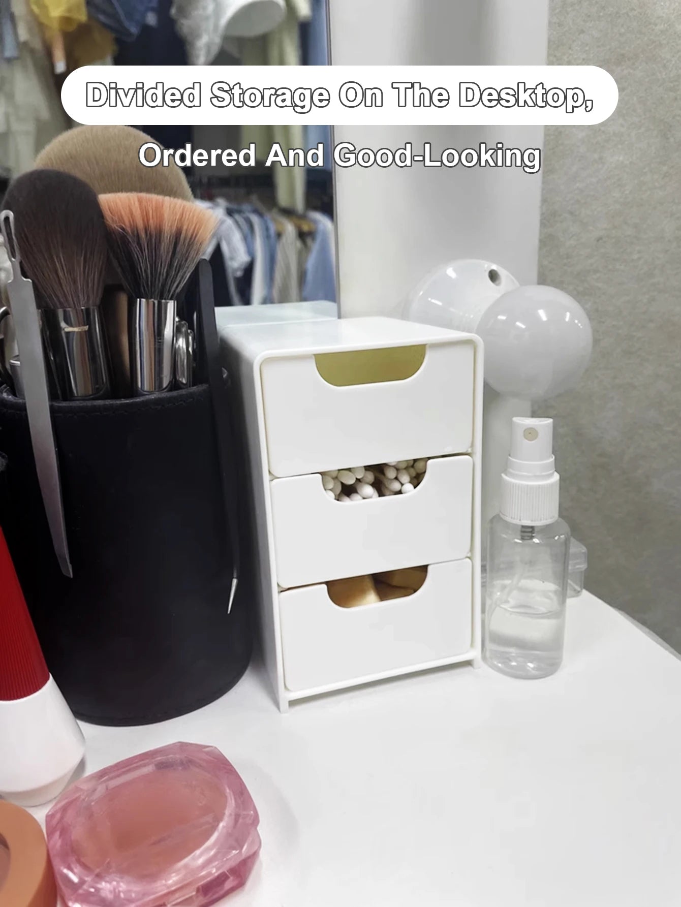 Storage box – Durable plastic – Three-layer design – White – Ideal for jewelry and small items – 9.5 x 5.5 x 4.3 in 1