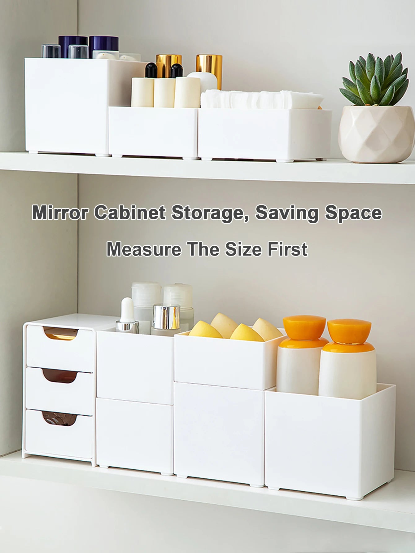 Storage box – Durable plastic – Three-layer design – White – Ideal for jewelry and small items – 9.5 x 5.5 x 4.3 in 2