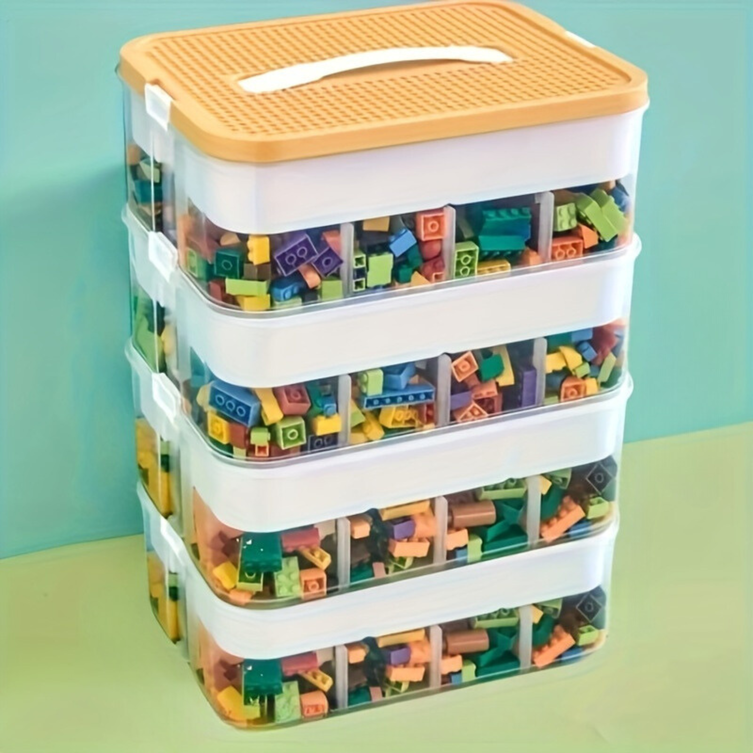 Storage organizer – Durable plastic – Stackable design – Ideal for toys and small items – Modern home or kids' room solution 0