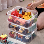 Storage organizer – Durable plastic – Stackable design – Ideal for toys and small items – Modern home or kids' room solution 1