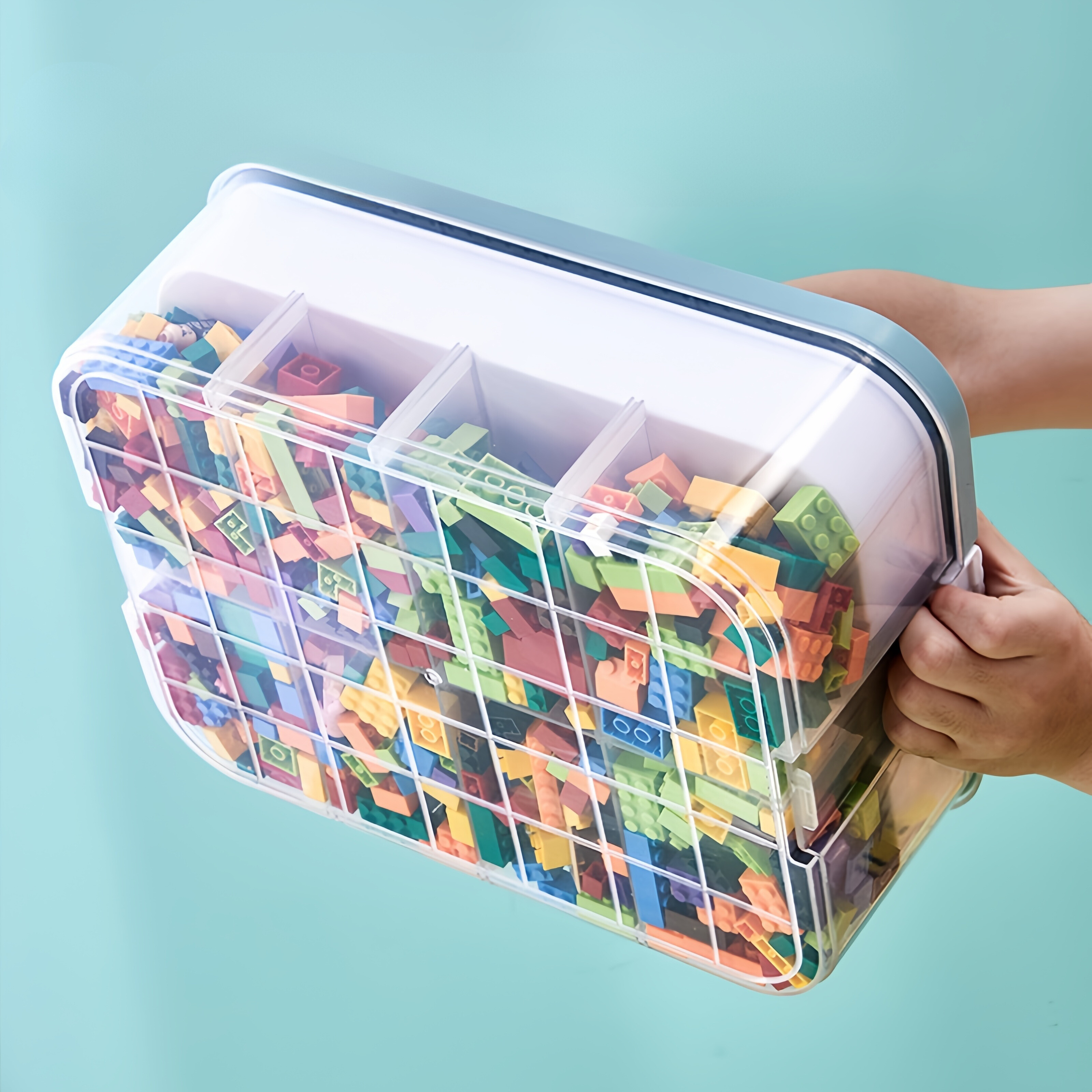 Storage organizer – Durable plastic – Stackable design – Ideal for toys and small items – Modern home or kids' room solution 5