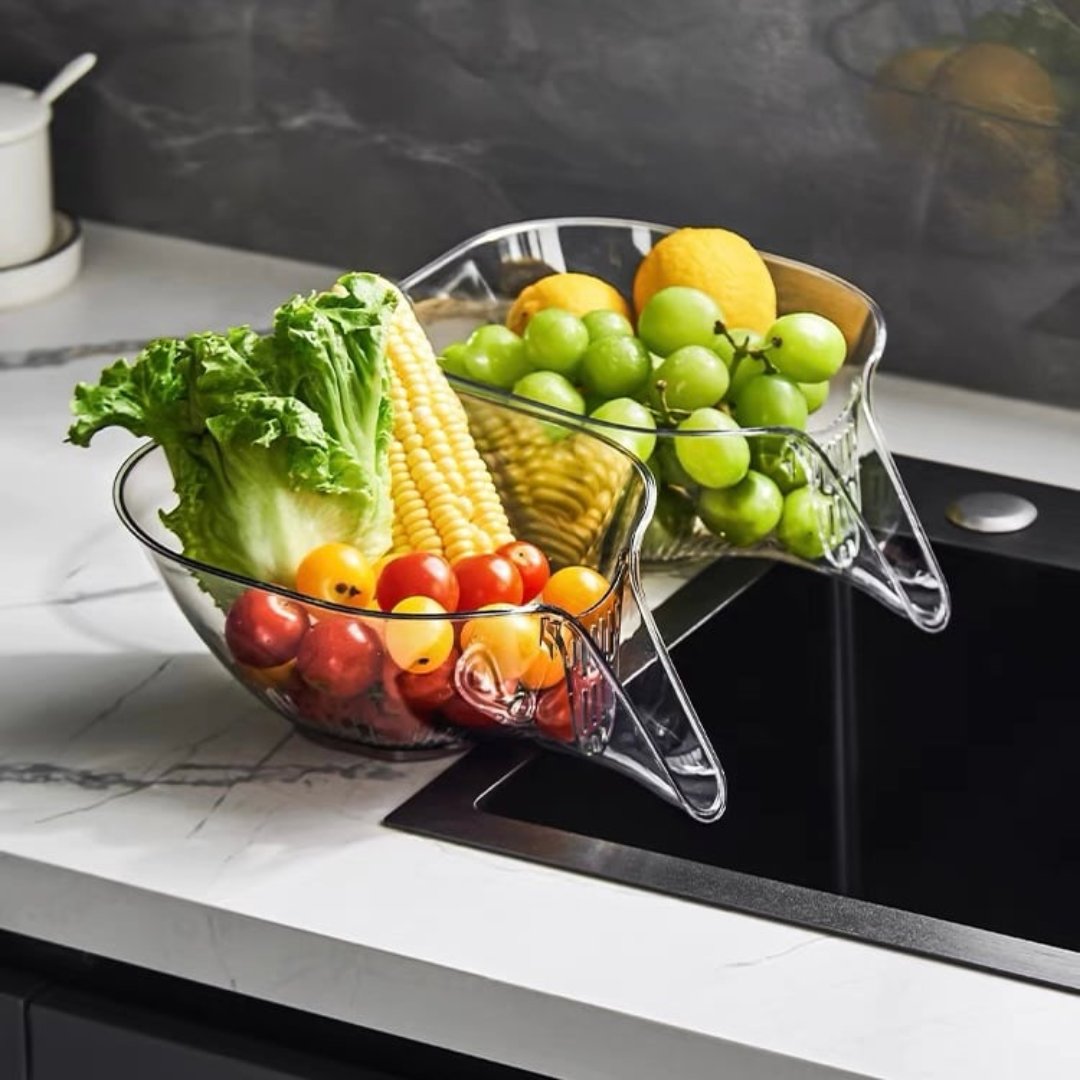 Strainer – Heat-resistant plastic – Compact gray design – Versatile for draining and rinsing 1
