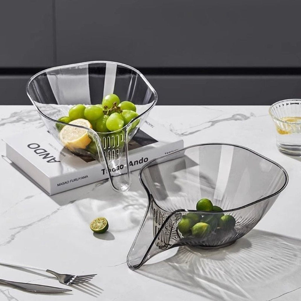 Strainer – Heat-resistant plastic – Compact gray design – Versatile for draining and rinsing 2