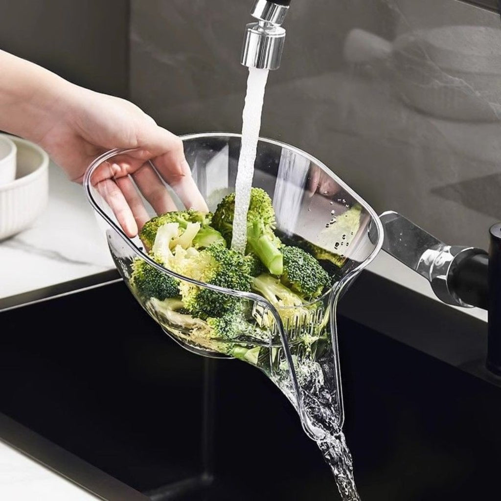 Strainer – Heat-resistant plastic – Compact gray design – Versatile for draining and rinsing 4