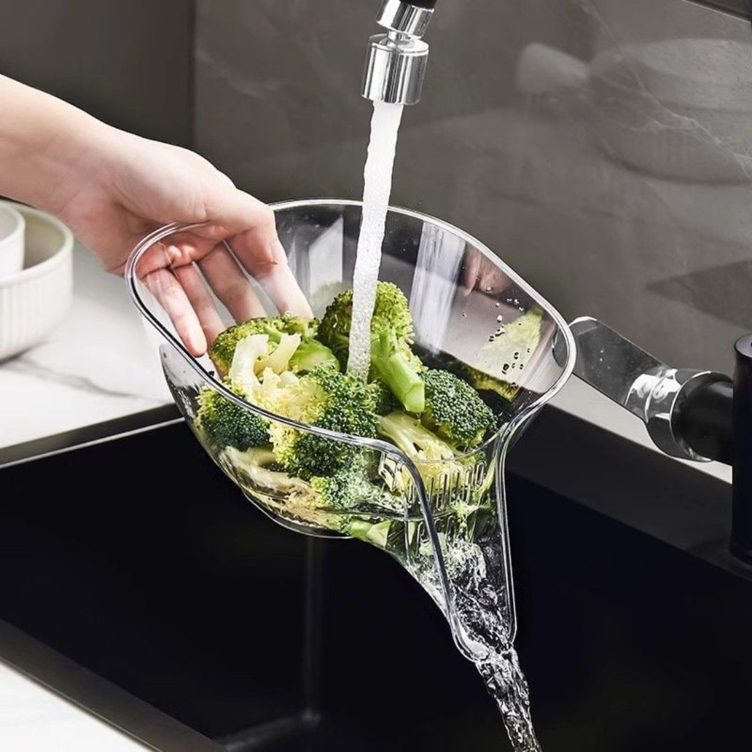 Strainer – Heat-resistant plastic – Compact gray design – Versatile for draining and rinsing 4