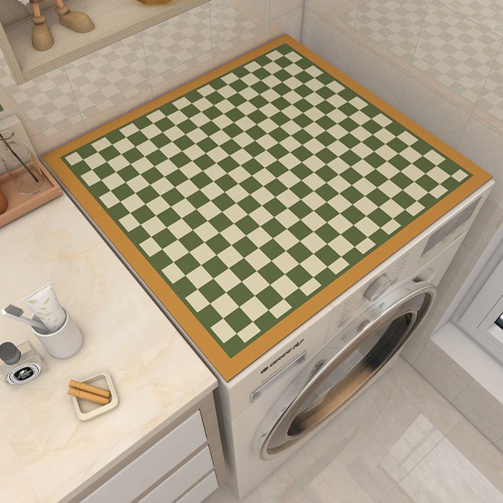 Stylish Checkerboard Washing Machine Cover Mat for Everyday Use 2