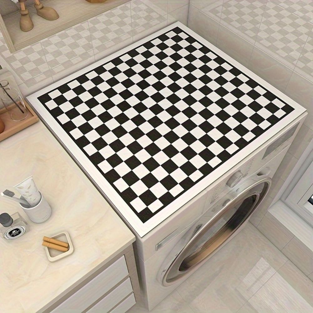 Stylish Checkerboard Washing Machine Cover Mat for Everyday Use 4