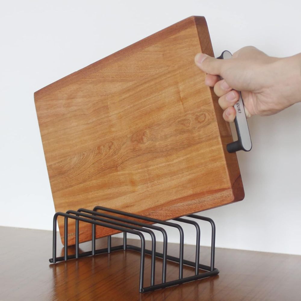 Stylish Steel Storage Rack with Dividers for Cutting Boards and Kitchen Tools – Matte Black Organizer 2