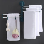 Space-saving swivel towel rack made of durable ABS plastic, featuring a sleek modern design. Ideal for bathrooms, it offers multiple arms for hanging towels, finished 6