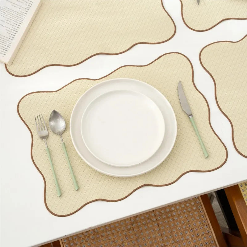 Table mat – Waterproof fabric – Lace decorative edge – Nordic style – Elegant dining accessory 0