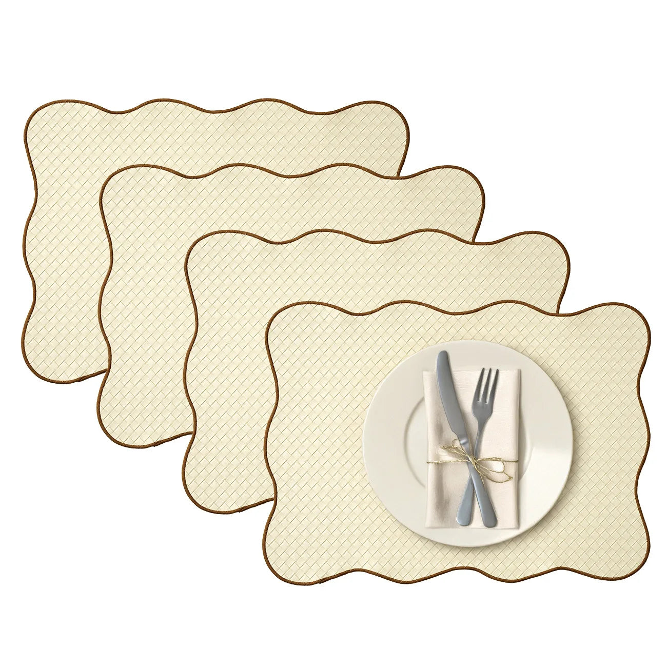 Table mat – Waterproof fabric – Lace decorative edge – Nordic style – Elegant dining accessory 13