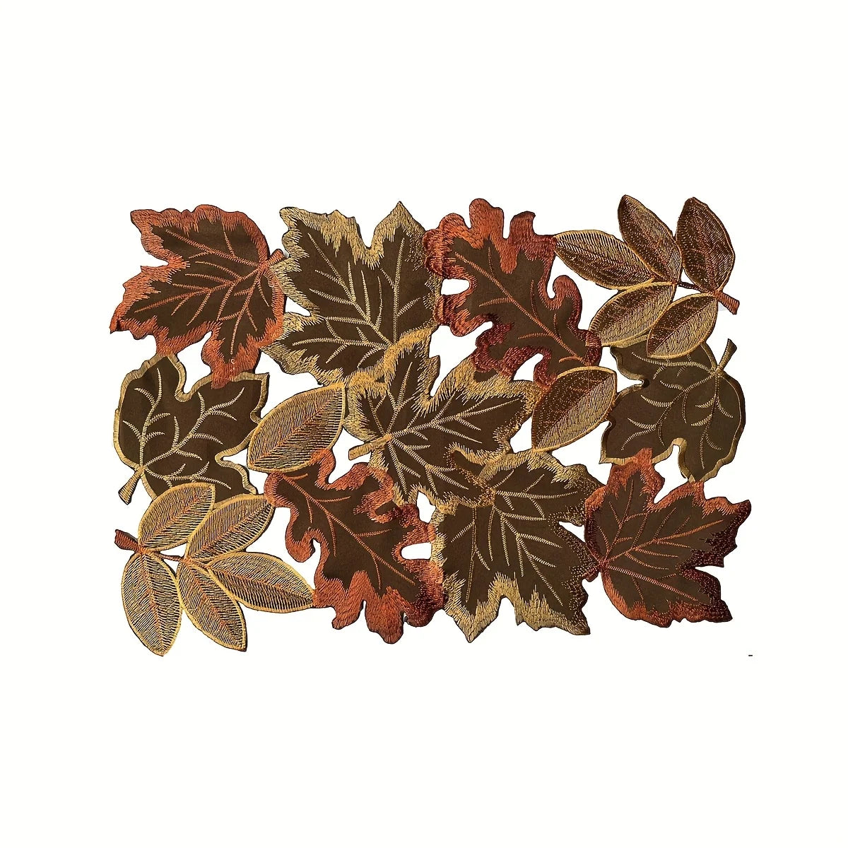 Table runner – Embroidered autumn maple leaf – Flocked brown – Rustic farmhouse design – Perfect for Thanksgiving 7