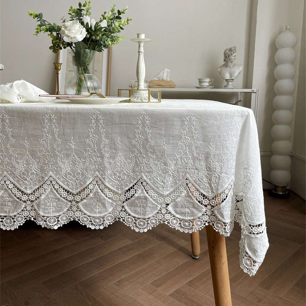 Tablecloth – Cotton lace – French white design – Elegant dining accessory – Machine washable 0