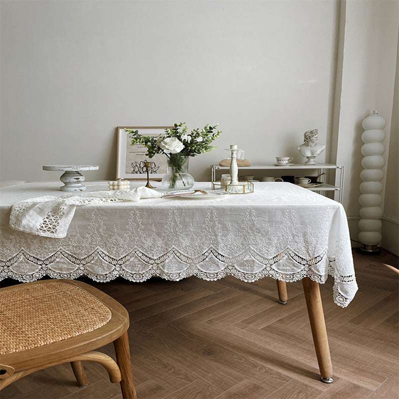 Tablecloth – Cotton lace – French white design – Elegant dining accessory – Machine washable 1