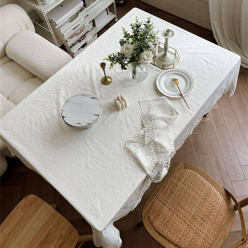 Tablecloth – Cotton lace – French white design – Elegant dining accessory – Machine washable 6