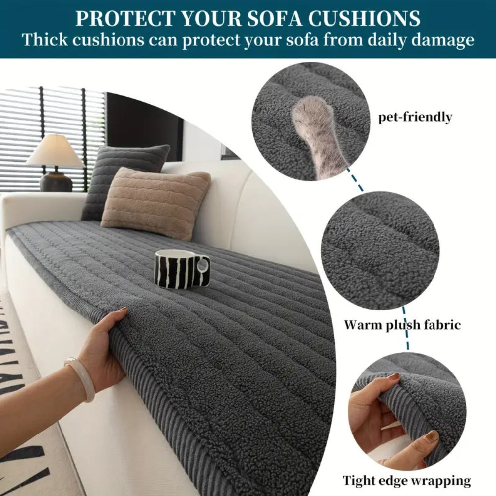 Thick Plush Sofa Cover - Soft Microfiber Couch Slipcover, Pet-Friendly, Non-Slip, Machine Washable for Ultimate Comfort and Protection 7