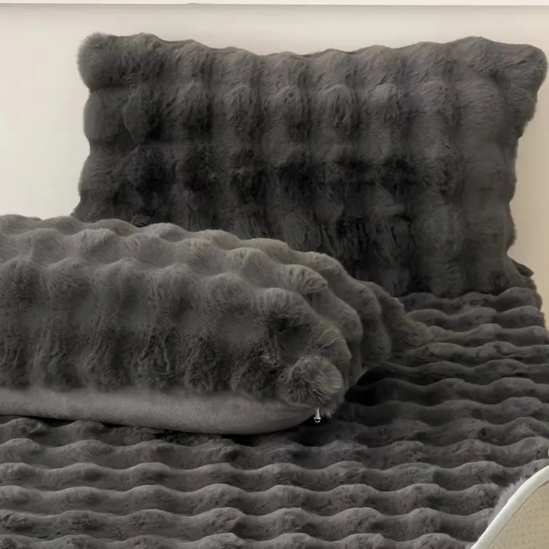 Thickened solid color polyester pillowcases in a cozy design, measuring 48x74cm. Ideal for enhancing home decor, offering softness and durability 2