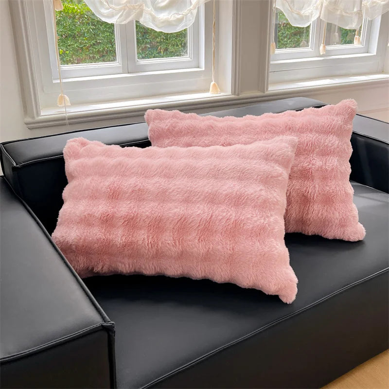 Thickened solid color polyester pillowcases, measuring 48x74cm, offering a cozy touch for home decor. Ideal for enhancing comfort and style 7