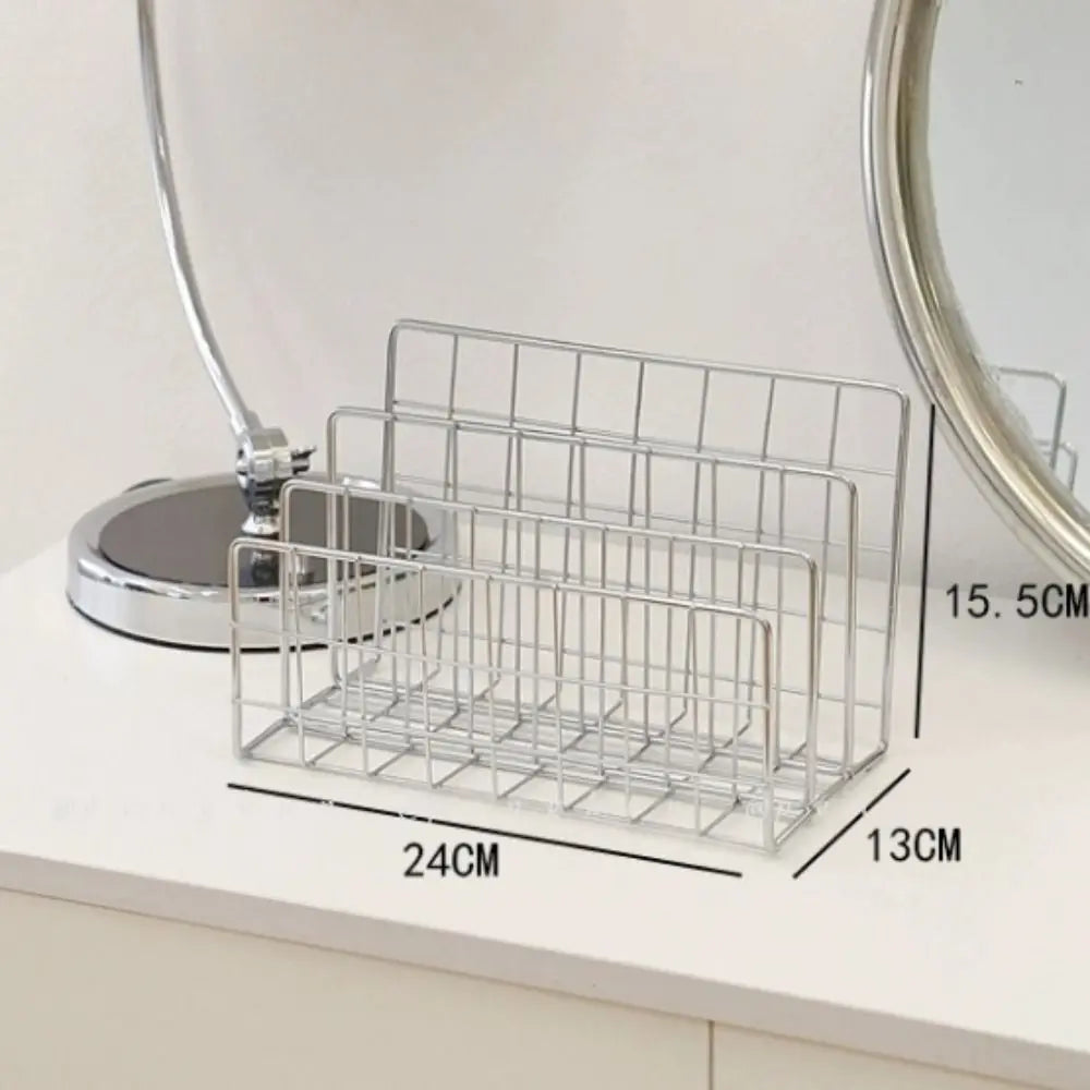 Three-Tier Iron Bookshelf Organizer, Silver - Modern Design for Home and Office Storage, 9.4 x 5.1 x 6.1 Inches 5