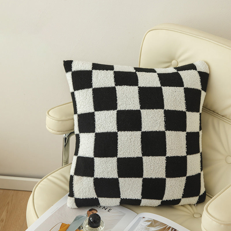 Throw Pillow Cover – Checkerboard Pattern – Soft Polyester-Cotton Blend – Fits 18x18 Pillow Inserts 0