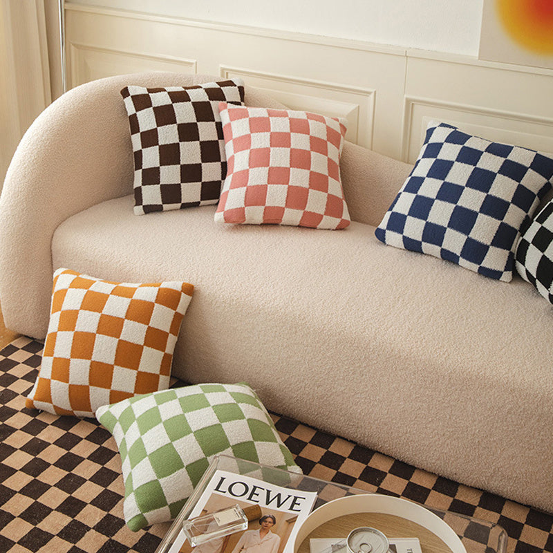 Throw Pillow Cover – Checkerboard Pattern – Soft Polyester-Cotton Blend – Fits 18x18 Pillow Inserts 1