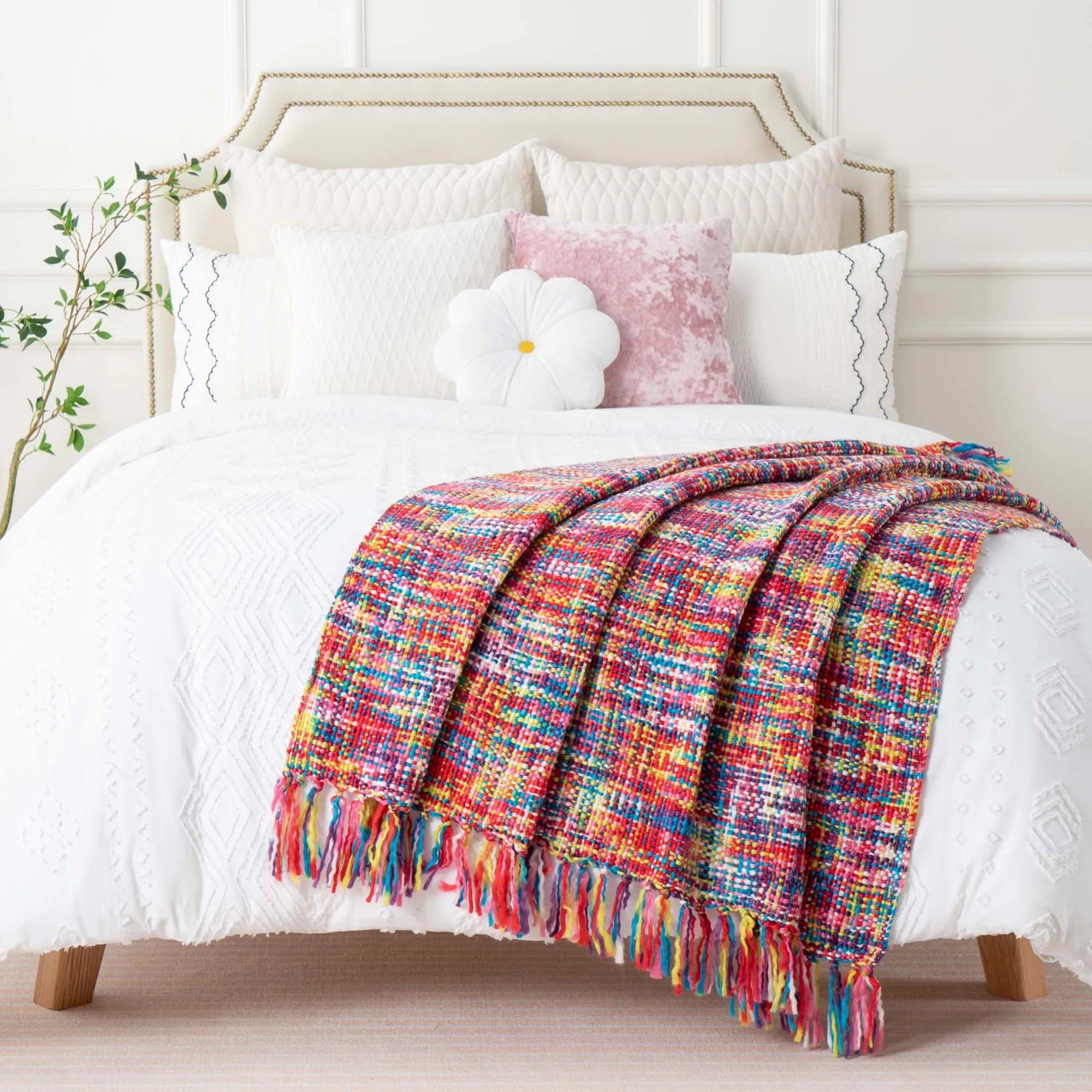 Throw blanket – 100% acrylic – Multicolor boho design – Cozy decorative accessory – 50 x 60 in 4