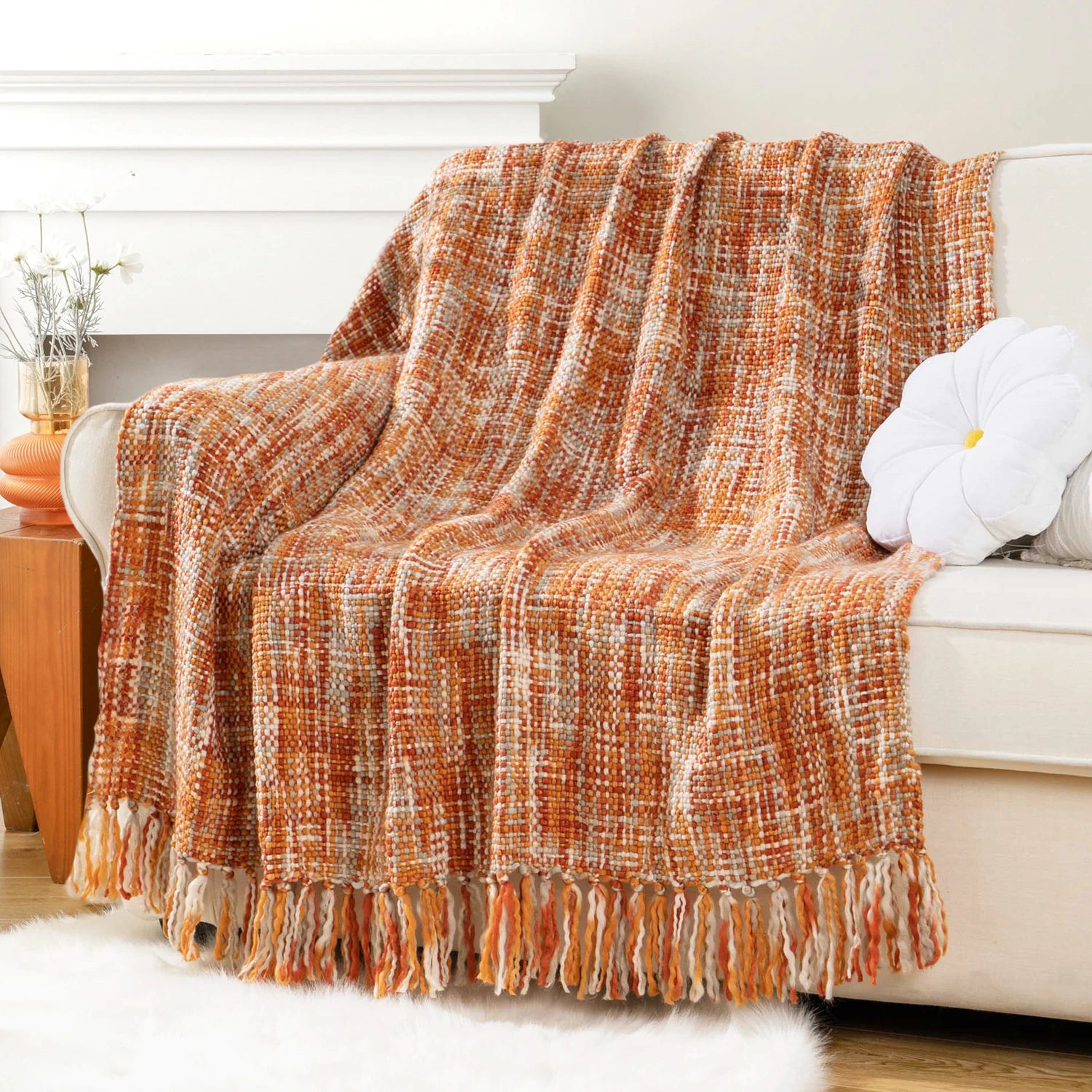 Throw blanket – 100% acrylic – Multicolor boho design – Cozy decorative accessory – 50 x 60 in 8