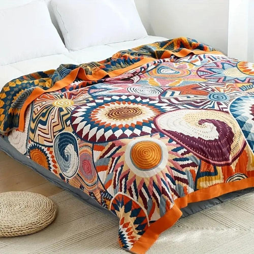 Throw blanket – 100% cotton – Soft and breathable – Cozy all-season comfort – 59 x 79 in 0