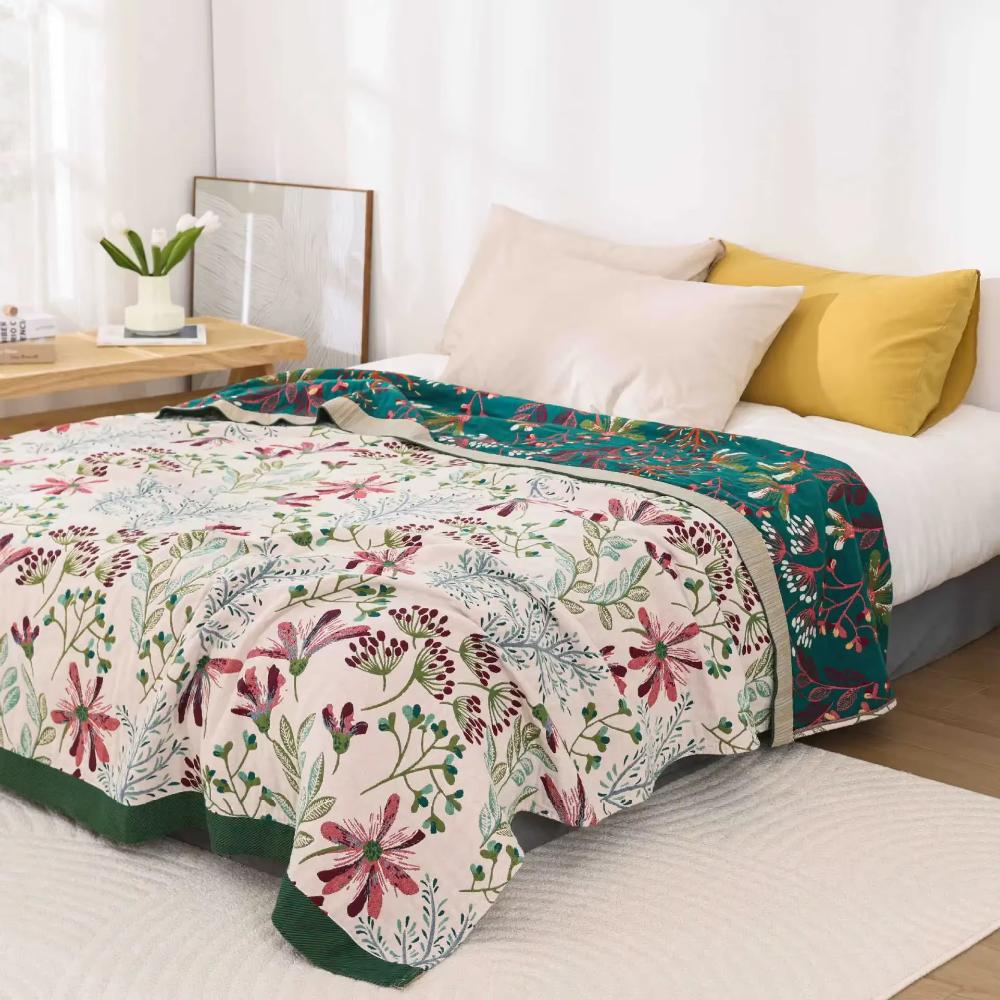 Throw blanket – 100% organic cotton – Soft 4-layer gauze – Cozy indoor and outdoor accessory 1