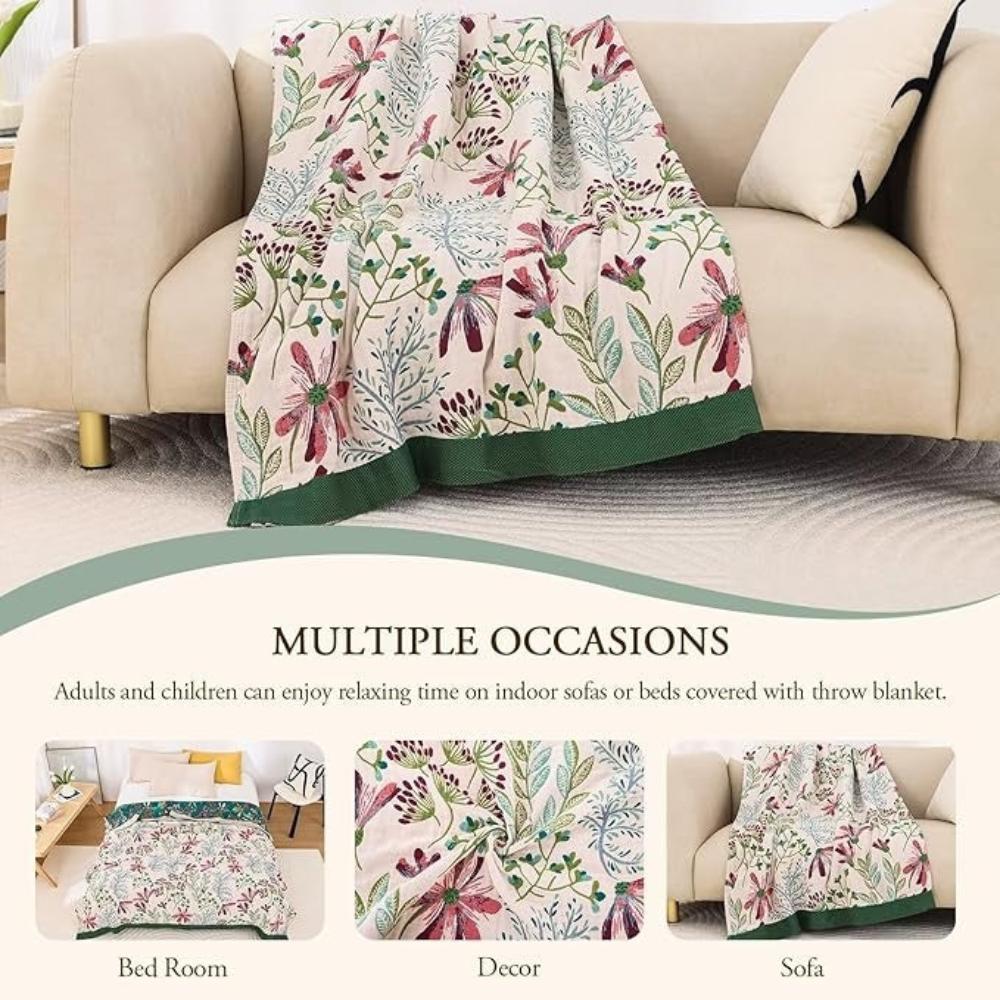Throw blanket – 100% organic cotton – Soft 4-layer gauze – Cozy indoor and outdoor accessory 5