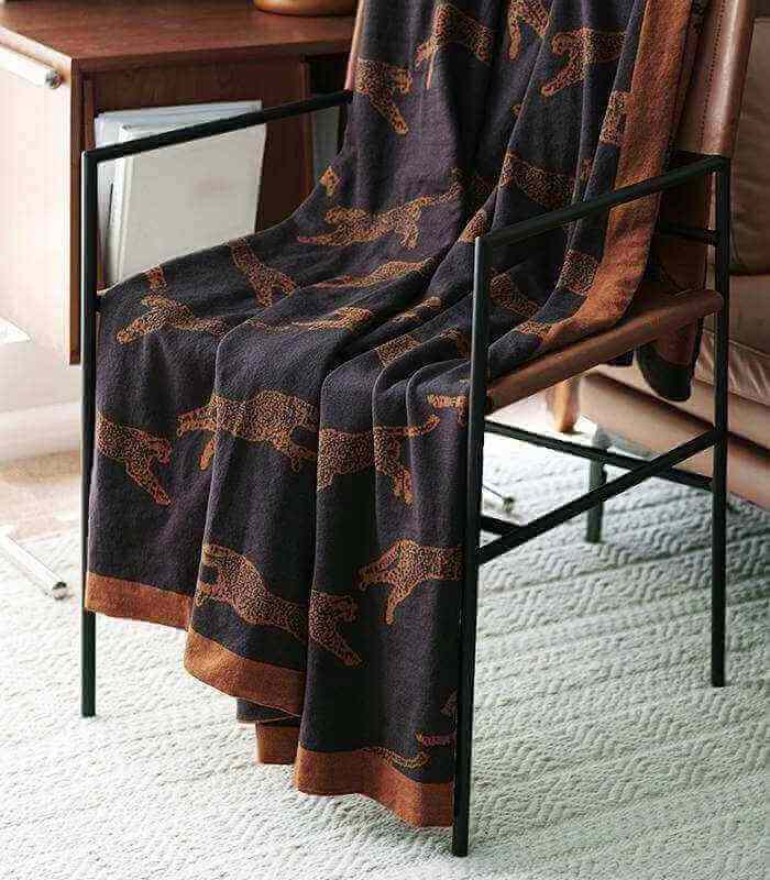 Throw blanket – Double-sided cotton blend – Leopard print – Cozy home accent – 51 x 71 in 3