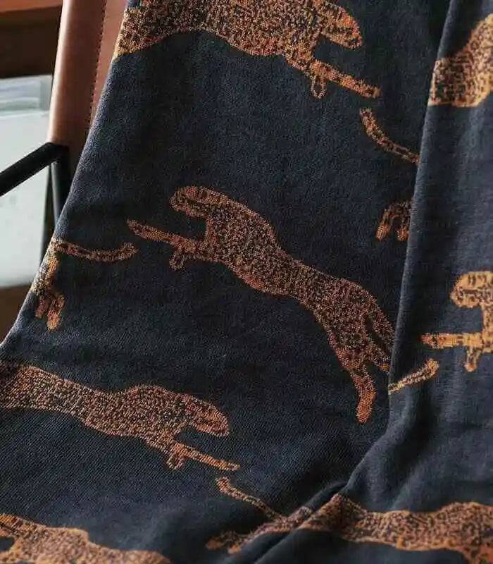Throw blanket – Double-sided cotton blend – Leopard print – Cozy home accent – 51 x 71 in 5