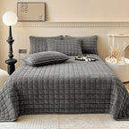 Cozy throw blanket in soft polyester featuring a modern square texture, perfect for bedroom decor. Available in queen and king sizes, it adds warmth and style 15